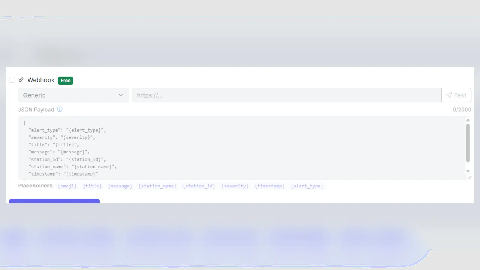 Webhook configuration