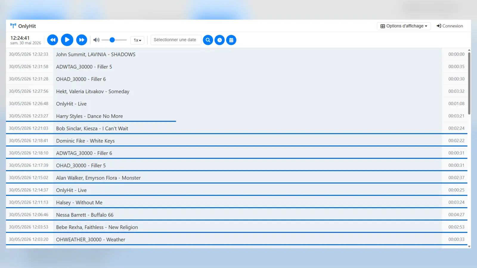 Radio Logging Interface Dashboard